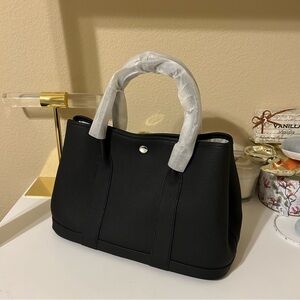 Garden Style Leather Satchel 30cm Black